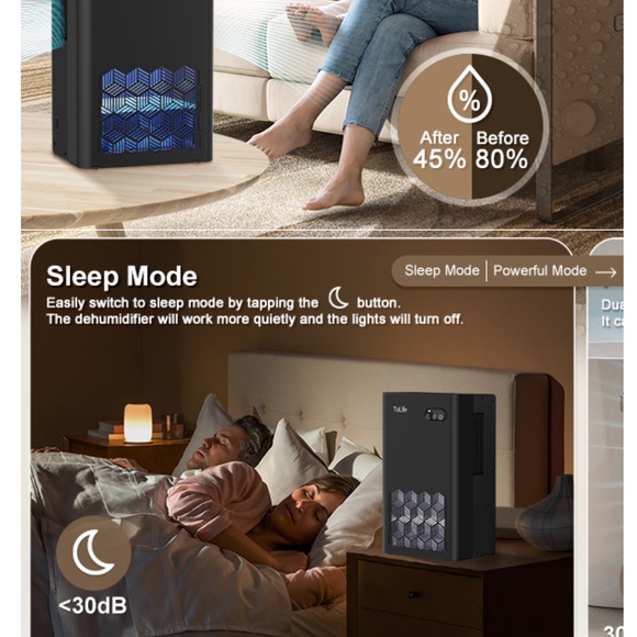 ToLife TZ-C2 Dehumidifiers (950 sq.ft) , 95oz.Tank, 7 Colors LED Light, NIB - Picture 12 of 16